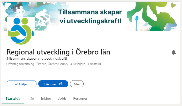 Skärmklipp från Regional utvecklings Linkedinsida.