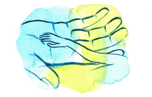 Illustration av en liten arm i en vuxens hand.