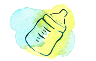 Illustration. Nappflaska. 