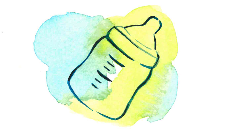 Illustration. Nappflaska.